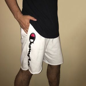 White Reverse Weave Champion embroidered Shorts